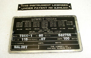 lowrey organ serial numbers
